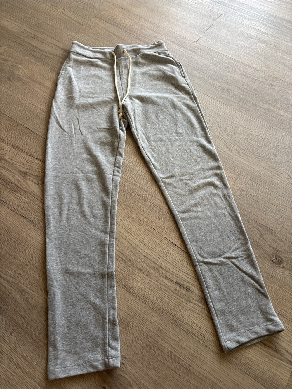 Zara Neutral Light Gray Drawstring Track Pants